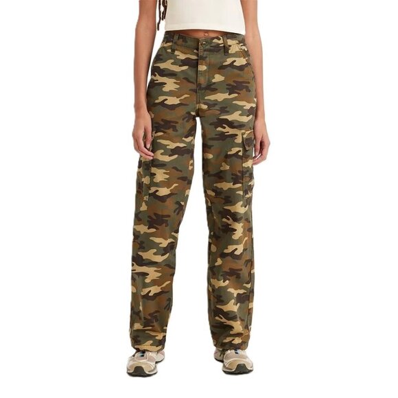 Levi's 94's Baggy Grape Leaf Emily Camo Mid-Rise Cargo Jeans -- Size 6 28 Waist - Picture 1 of 6